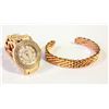 Image 1 : ESTATE COPPER BRACELET+WATCH TOGETHER