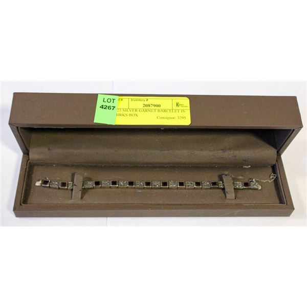 925 SILVER GARNET BARCELET IN BIRKS BOX