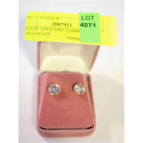 ESTATE SOLITAIRE EARRINGS IN BOX-ESTATE