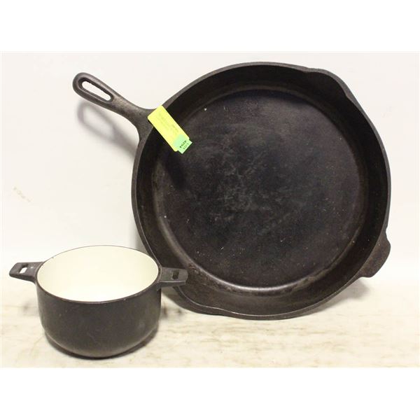 XLARGE CAST IRON FRY PAN & CAST IRON POT