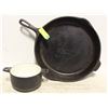 Image 1 : XLARGE CAST IRON FRY PAN & CAST IRON POT