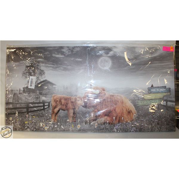 NEW COW HIGHLAND 20" X 40" WALL CANVAS ART