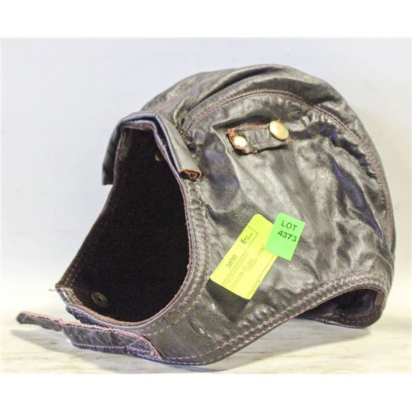 VINTAGE LEATHER SPLIT-S AVIATION CAP- SZ LARGE