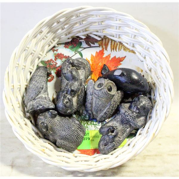 5 SOAPSTONE CARVINGS - MADE IN CANADA