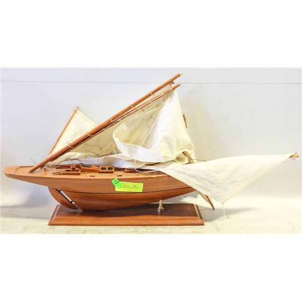 WOOD SHIP MODEL ON STAND- 36" X 30"