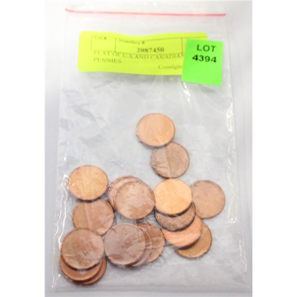 BAG OF U.S AND CANADIAN ERROR PENNIES