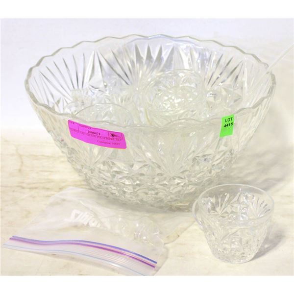 LARGE CUT GLASS PUCH BOWL SET