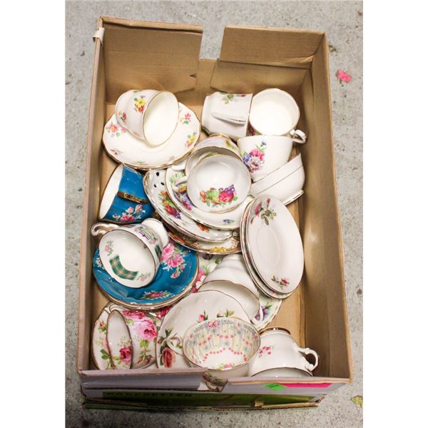 BOX OF ASSORTED FINE CHINA
