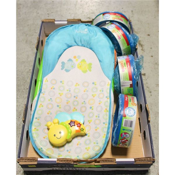 BABY BATHER, DIAPER TOWER BAGS, MUSICAL BEE