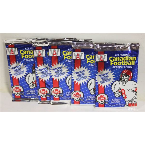 5 UNOPENED PACKS CFL FOOTBALL CARDS 1991