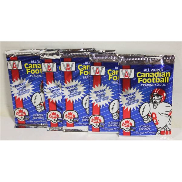 5 UNOPENED PACKS CFL FOOTBALL CARDS 1991