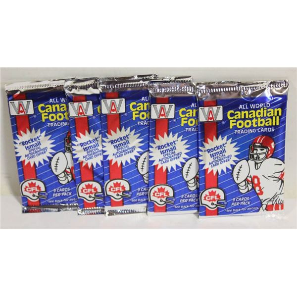 5 UNOPENED PACKS CFL FOOTBALL CARDS 1991