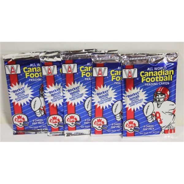 5 UNOPENED PACKS CFL FOOTBALL CARDS 1991