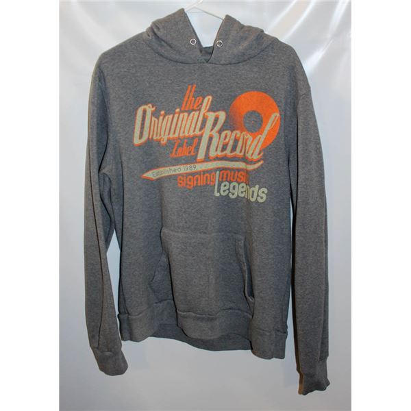 MENS L ORIGINAL RECORD LABEL GREY HOODIE