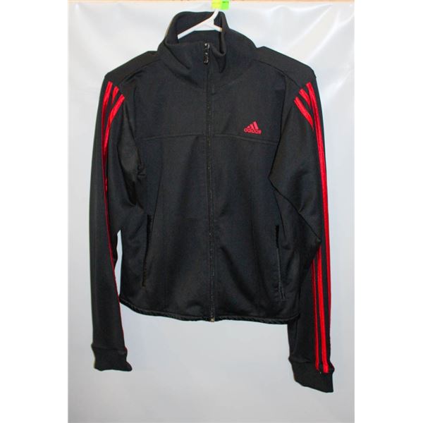LADIES MED ADIDAS SPORT JACKET RED STRIPE