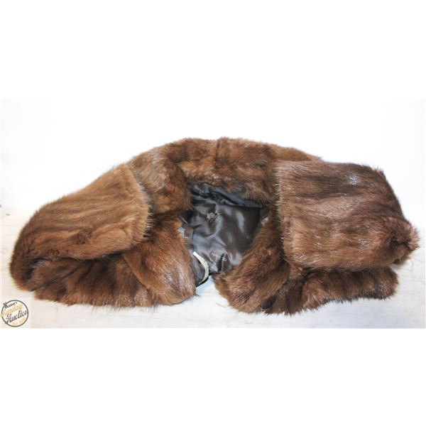 REAL FUR JACKET MUSKRACT BROWN