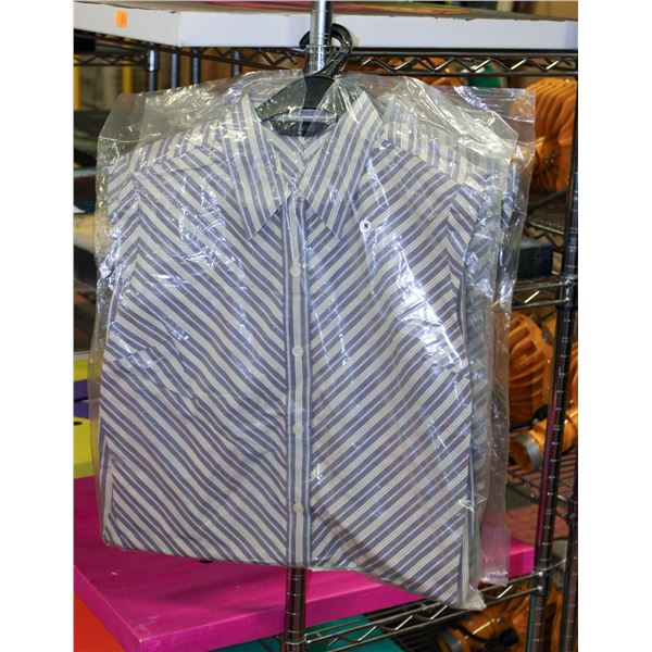 NEW EXPRESS S 1/2 STRIPED PLAD BUTTON UP