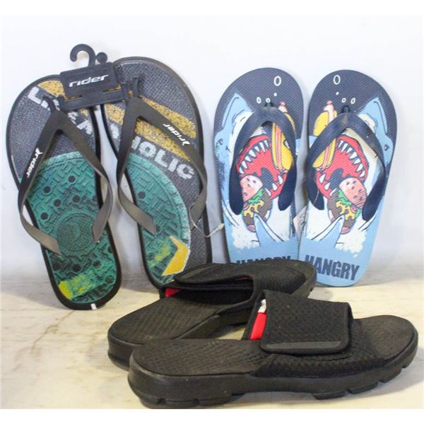 3 PAIRS OF ASSORTED SANDALS SIZE 6Y, 8, 8 NEW