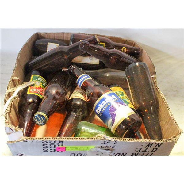 FLAT OF VINTAGE BEER BOTTLES