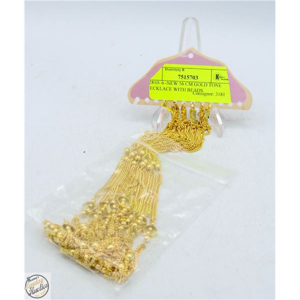 #2810- 6 -NEW 56 CM GOLD TONE NECKLACE WITH BEADS