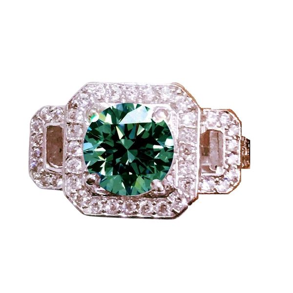 SIZE 7.25 4.27 CT BLUE ROUND MOISSANITE RING 925S