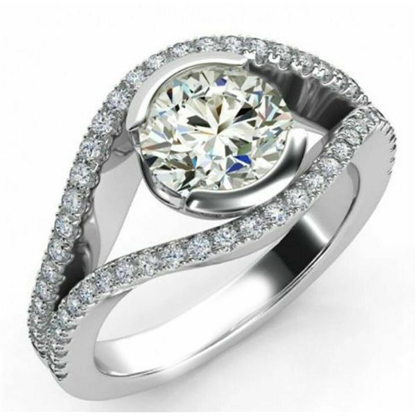 SIZE 7.25 3.10 CT VVS1 WHITE ROUND MOISSANITE RING