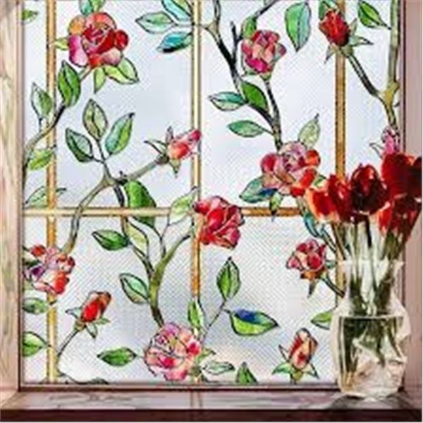 NEW WINDOW FILM COAVAS STAINED RED ROSE 60 X 200CM