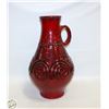 Image 1 : RED JASBA SWIRL WEST GERMANY VASE W/HANDLE H-18"
