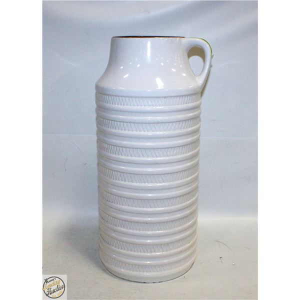 WHITE WEST GERMANY FLOOR VASE H-17.5"