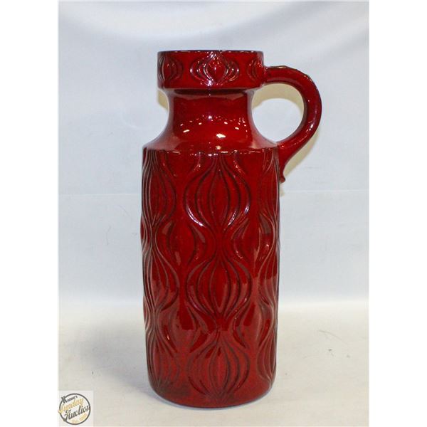 ONION DESIGN RED WEST GERMAN FLOOR VASE + HANDLE