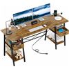Image 1 : NEW ASSEMBLED YAOHUOO L-55" RUSTIC BROWN DESK