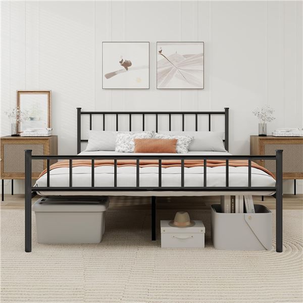 NEW ASSEMBLED BLACK METAL DOUBLE BEDFRAME