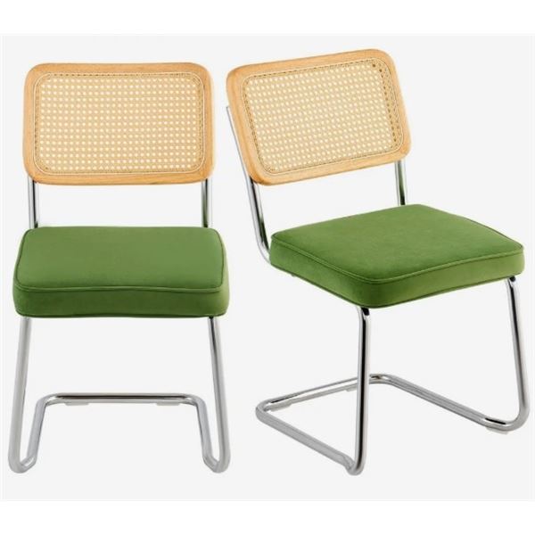 PAIR OF NEW ASSEMBLED WOOD METAL WICKER CHAIRS