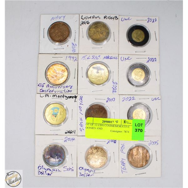 LOT OF 12 CDN COMMEMORATIVE TOONIES AND