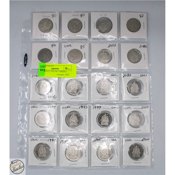 FULL SHEET CDN 50C VARIOUS DATES