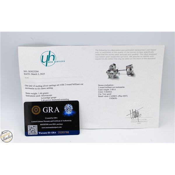 #3025-2.00 CT TW GRA CERTIFIED ROUND BRILLIANT