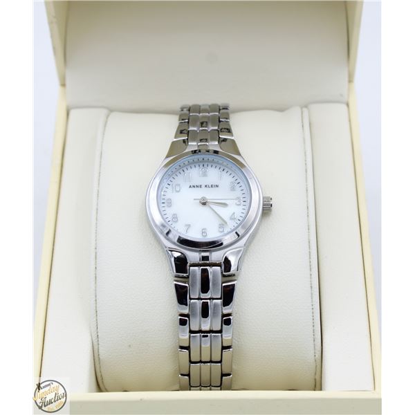 #3037-NEW ANNE KLEIN LADIES SILVER TONE
