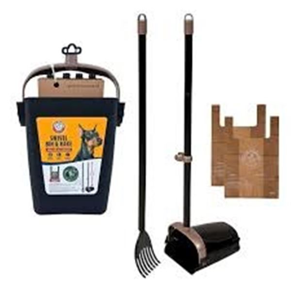 NEW PETMATE ARM & HAMMER SWIVEL BIN & RAKE SCOOPER