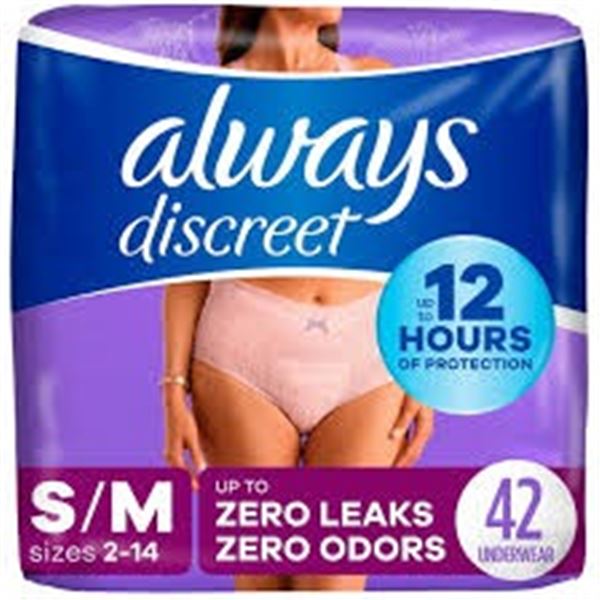 NEW 42CT ALWAYS DISCREET UNDERWEAR S/M