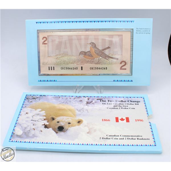 1996 2 DOLLAR CHANGE SET LAST $2 BILL &