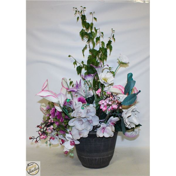 ARTIFICIAL FLOWERS IN POT OUTDOOR ARRANGEMENTS
