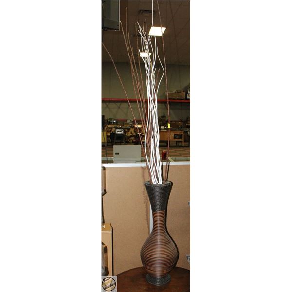 30" WICKER STYLE VASE WITH STICK ACCENTS