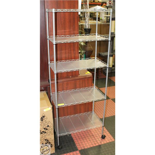 NEW ASSEMBLED GREY METAL 5 TIER SHELVING UNIT
