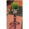 Image 1 : METAL SCROLL PLANT STAND WITH ARTIFICIAL OWL PLANT