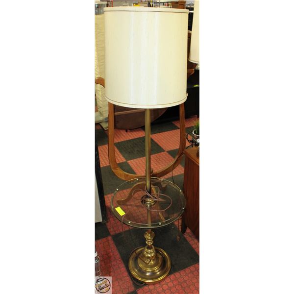 VINTAGE BRASS AND GLASS FLOOR LAMP