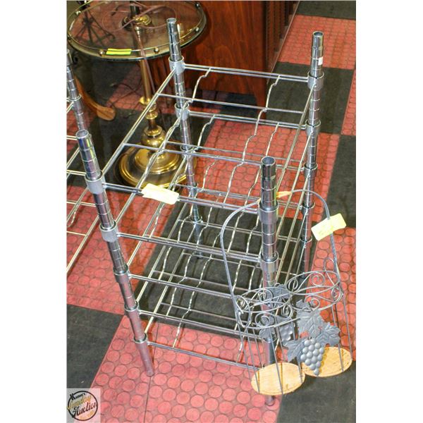 20 BOTTLE METAL WINERACK 31X13IN+2 BOTTLE DECR SET