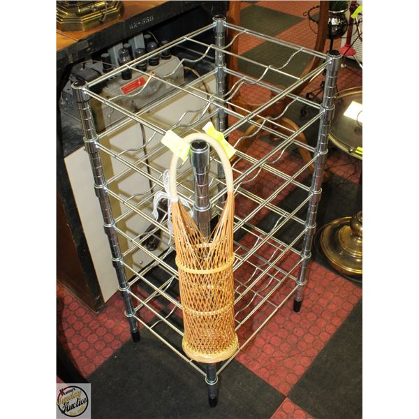 METAL 28 BOTTLE WINE RACK 36X13 IN,1 WICKER