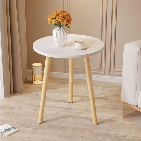 NEW WHITE WOOD LEG END TABLE