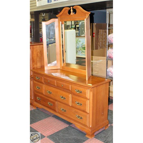 NADEAU SOLID WOOD DRESSER W. MIRROR
