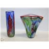 Image 1 : HAND BLOWN GLASS VASES SET OF 2